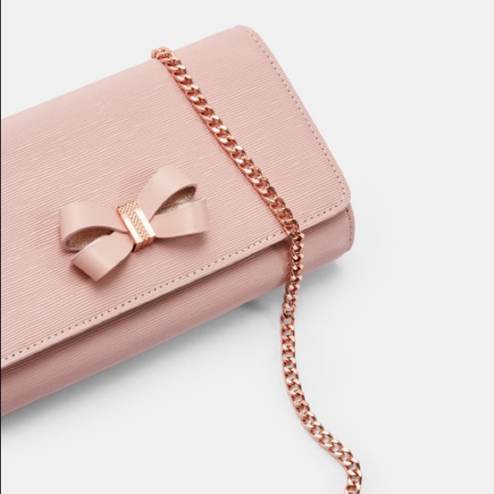 Ted Baker Pink Leather Bow Matinee Purse